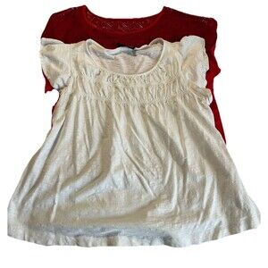 Lane Bryant 2 Shirt Bundle Size 1x Red White Basic